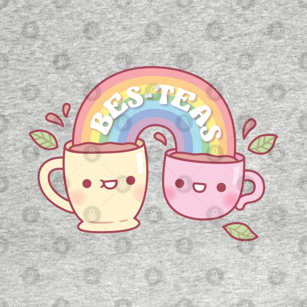 Cute Teacups Bes Teas Besties Pun Rainbow by rustydoodle